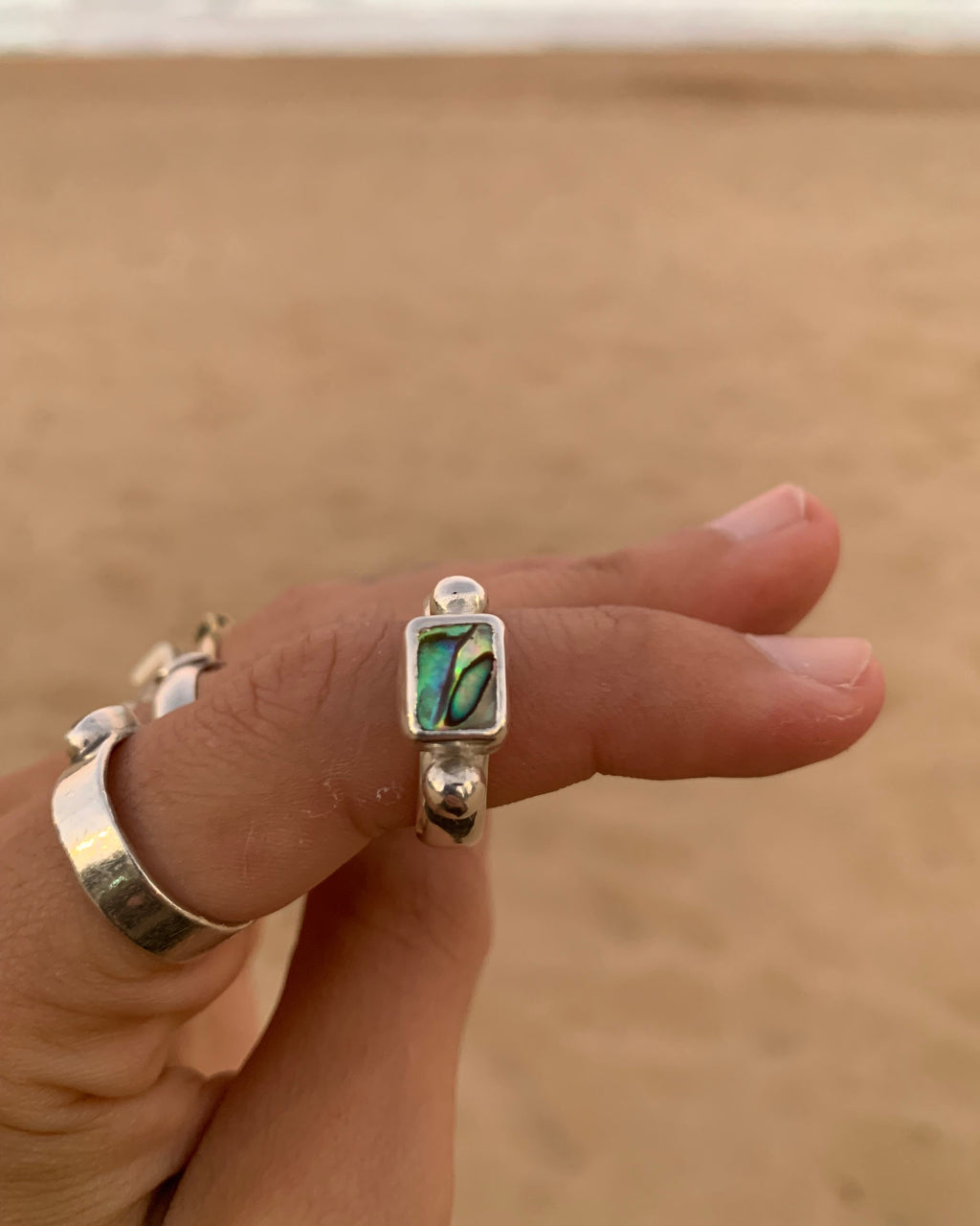 Paua Square Dainty ring - Size 7.5