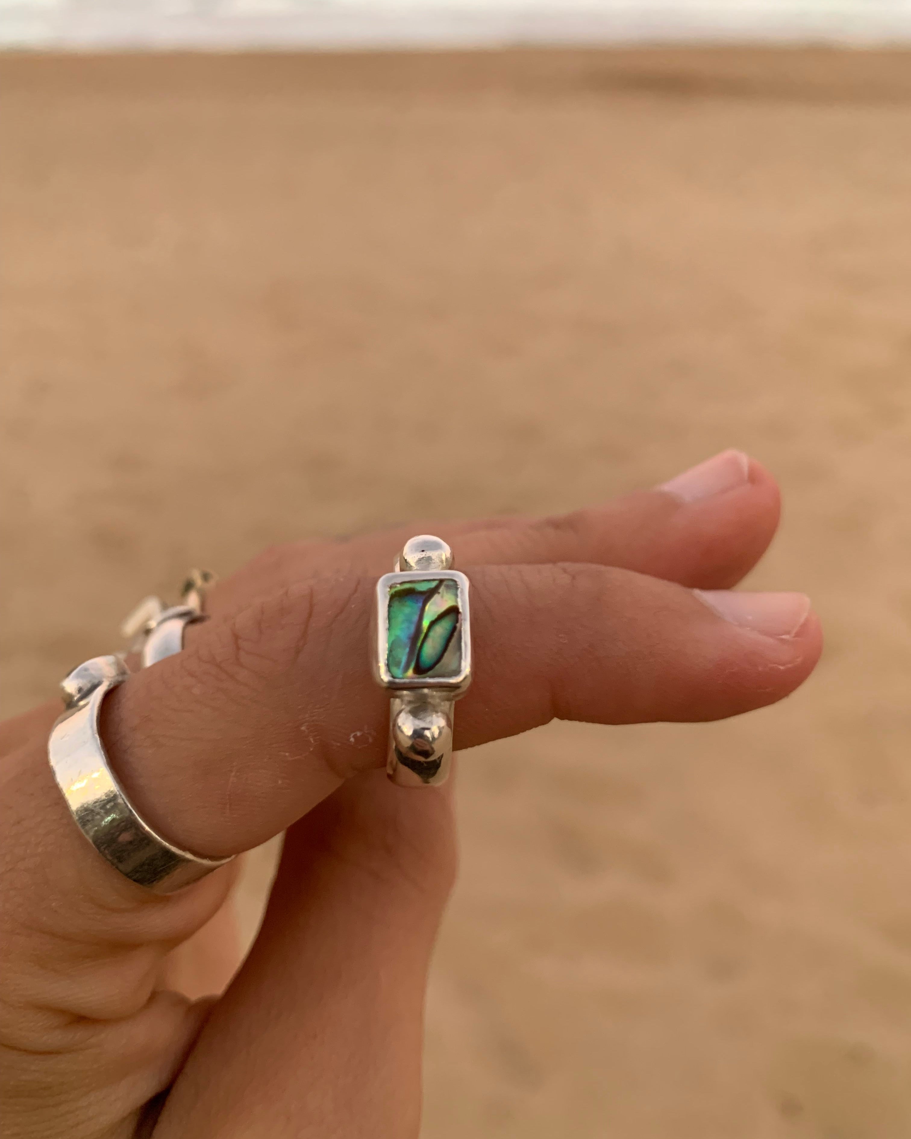Paua Square Dainty ring - Size 7.5