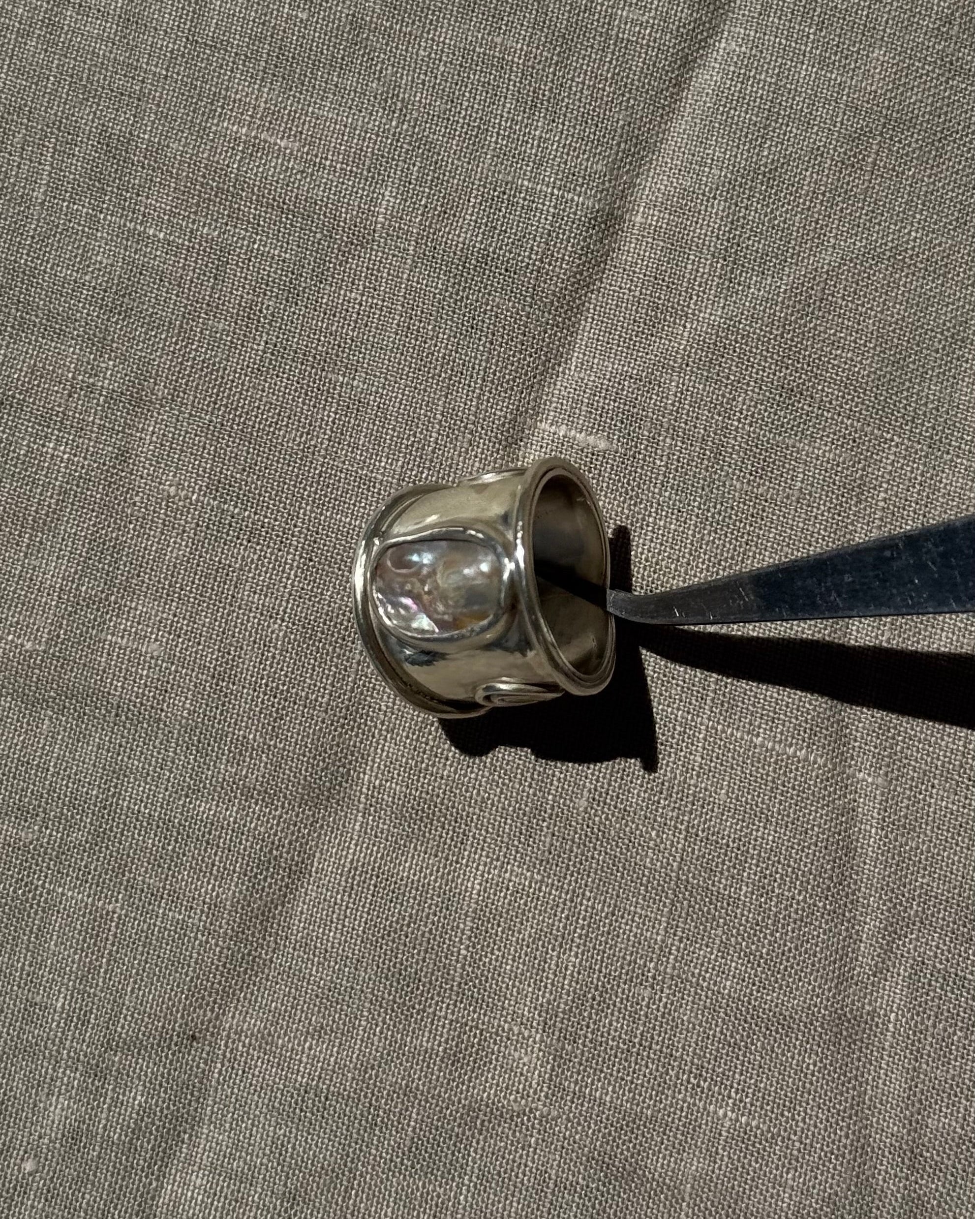 Abalone Ring with Spiral Detailing