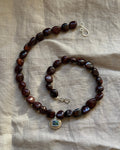 Paua and Red Tigers Eye Pendant